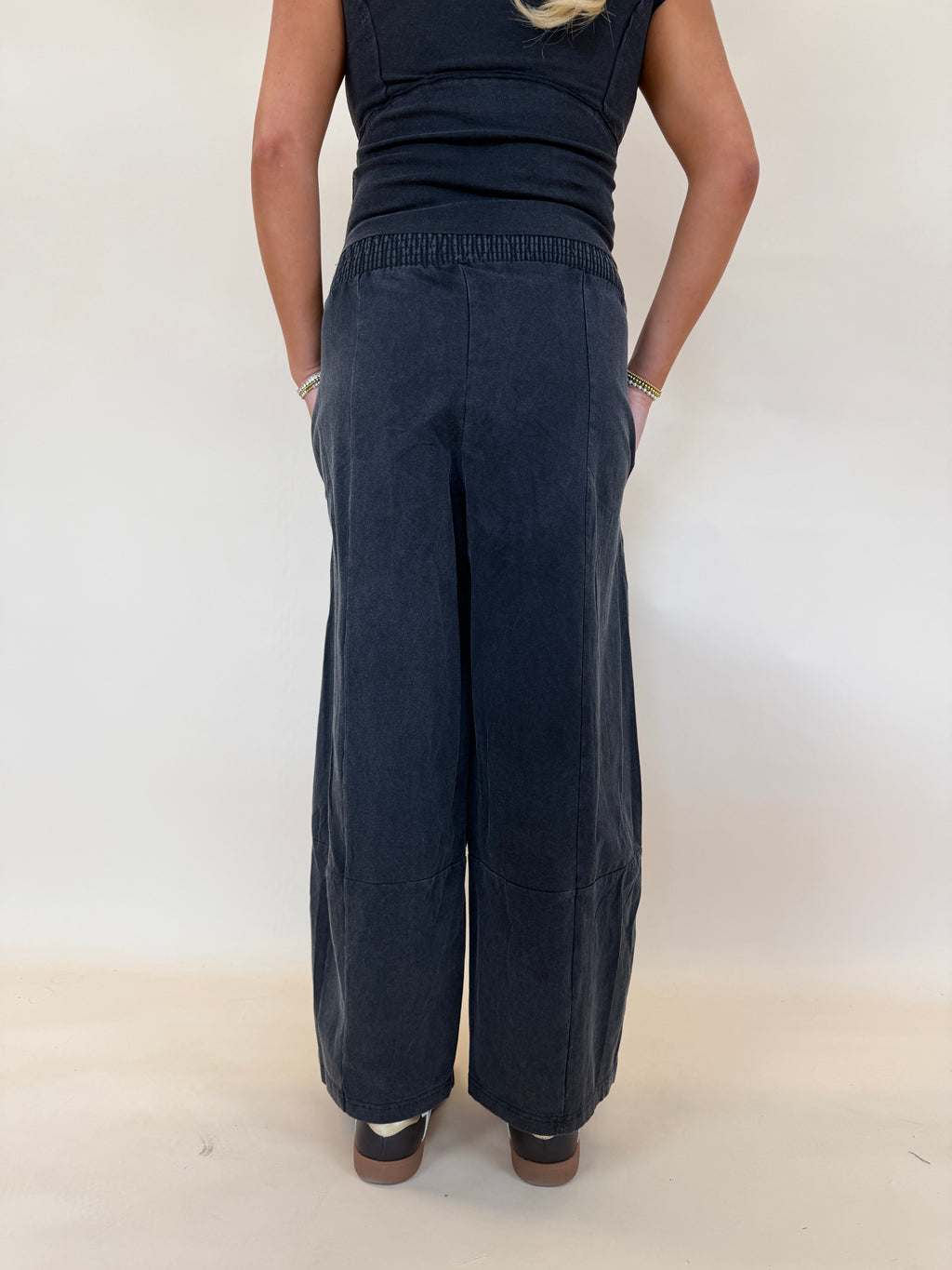 Mineral Washed Wide Leg Pants