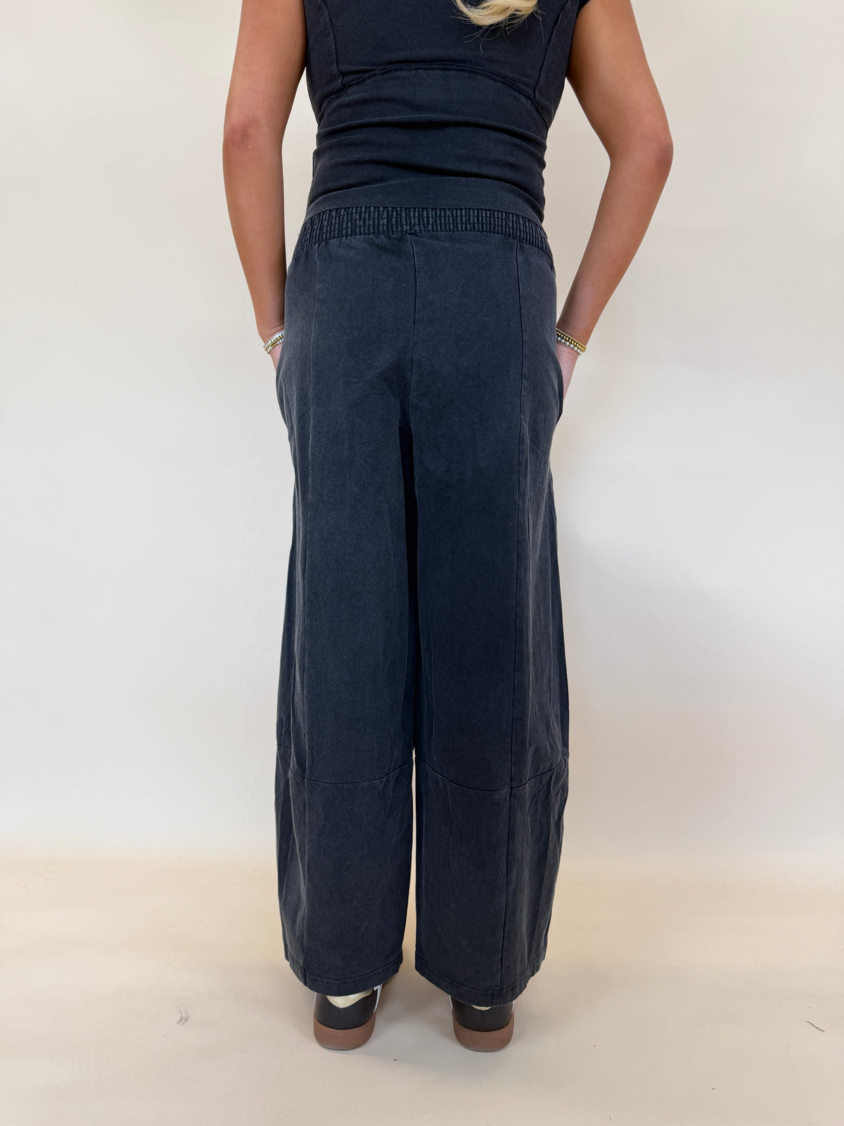 Mineral Washed Wide Leg Pants