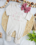 Baby Girl Romper + Headband - Jesus Loves Me