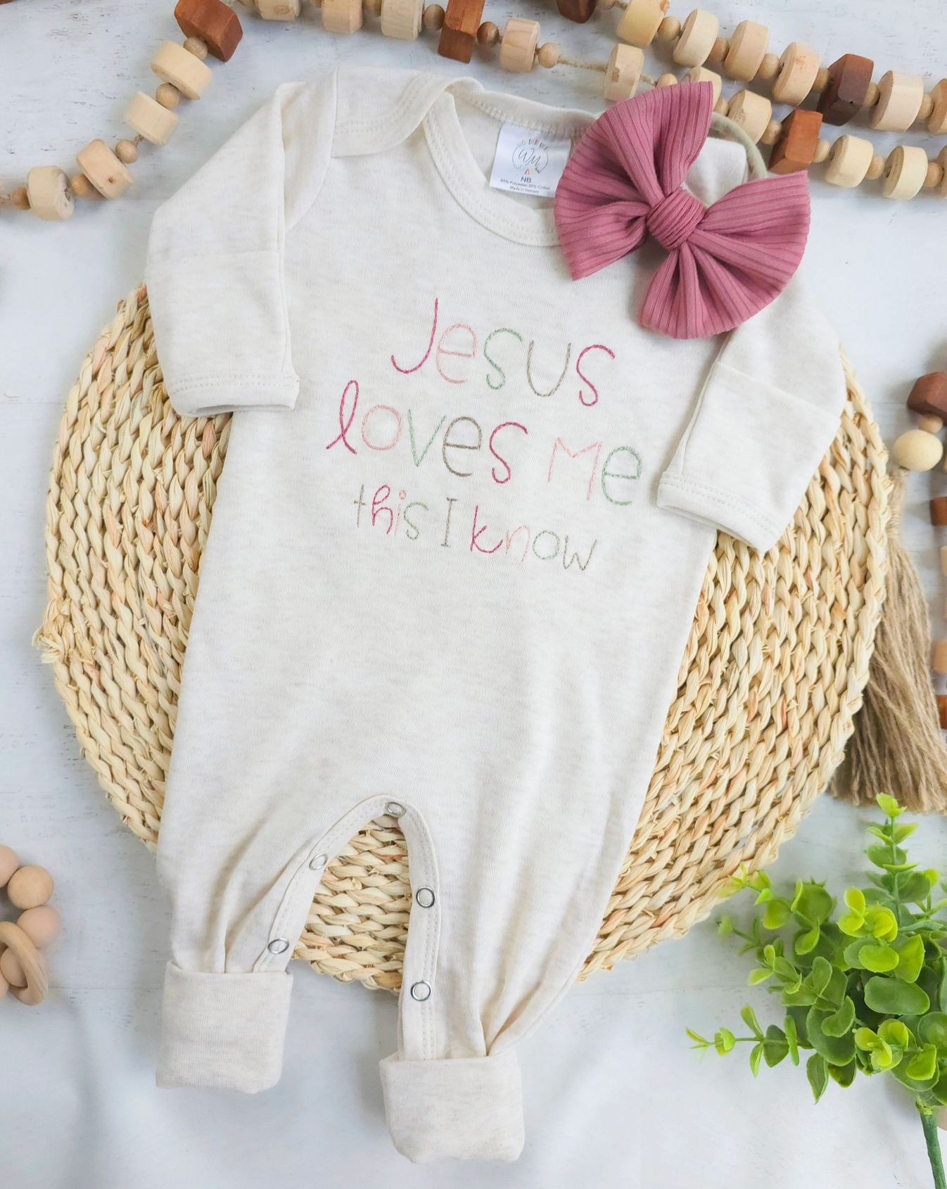Baby Girl Romper + Headband - Jesus Loves Me