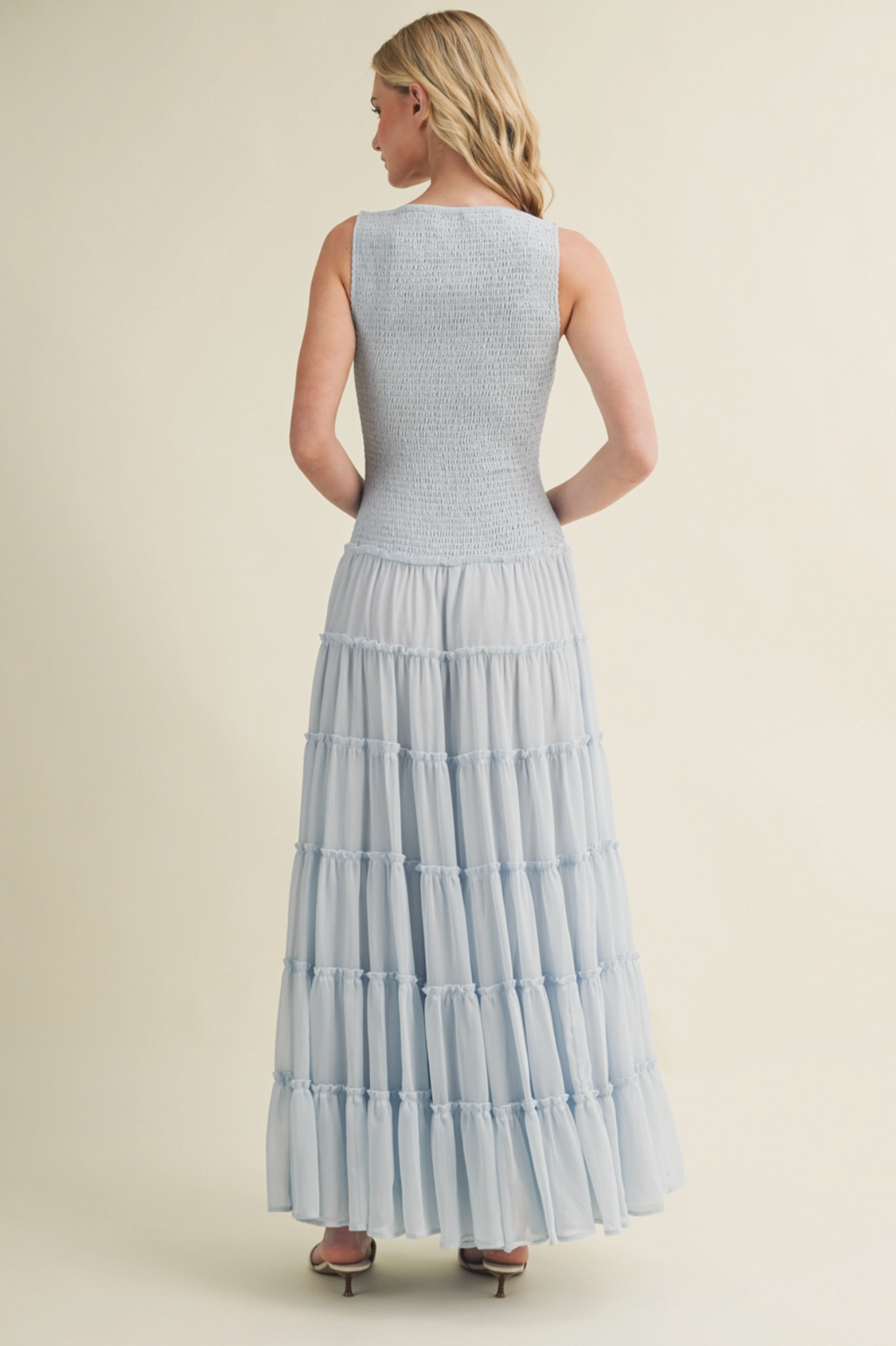 Smocked Boat Neck Maxi Dress