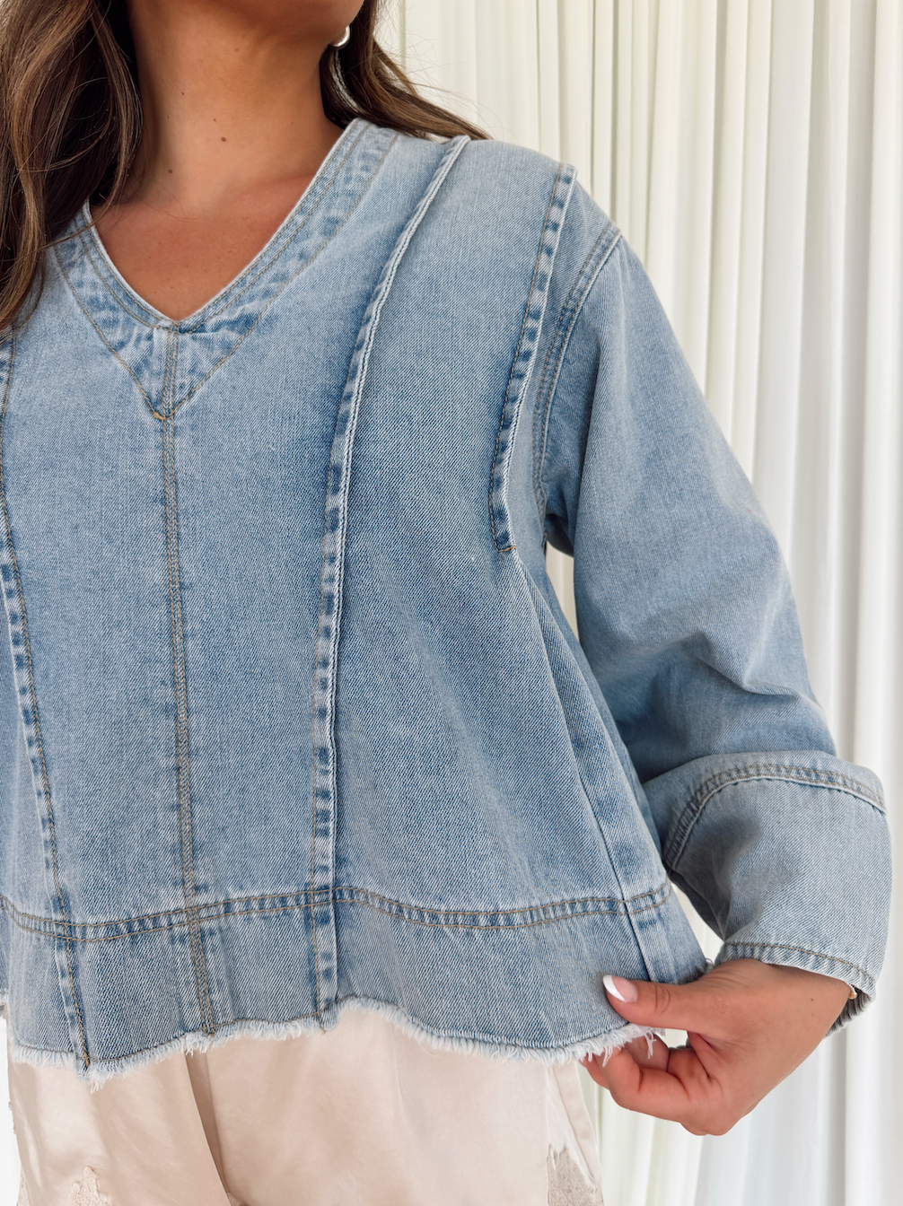 Denim Long Sleeve Top