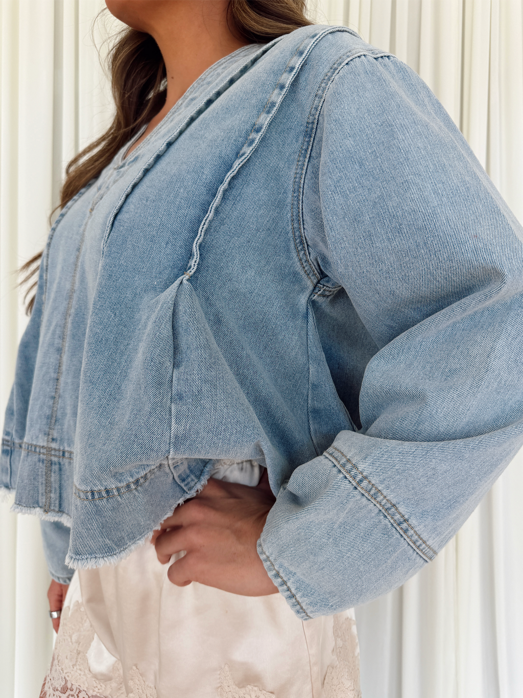 Denim Long Sleeve Top
