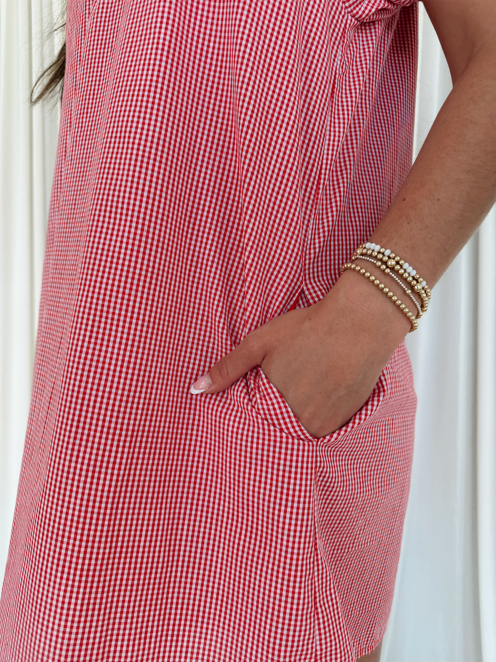Gingham Puff Sleeve Mini Dress