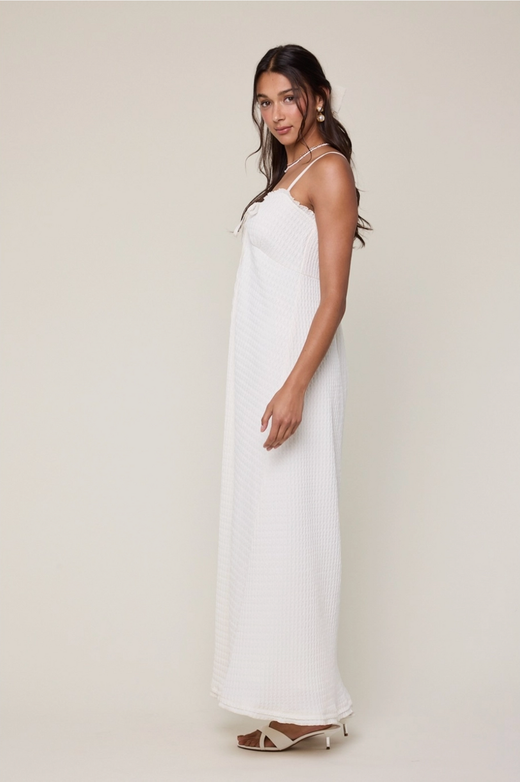 Textured Tie Front Maxi Dress