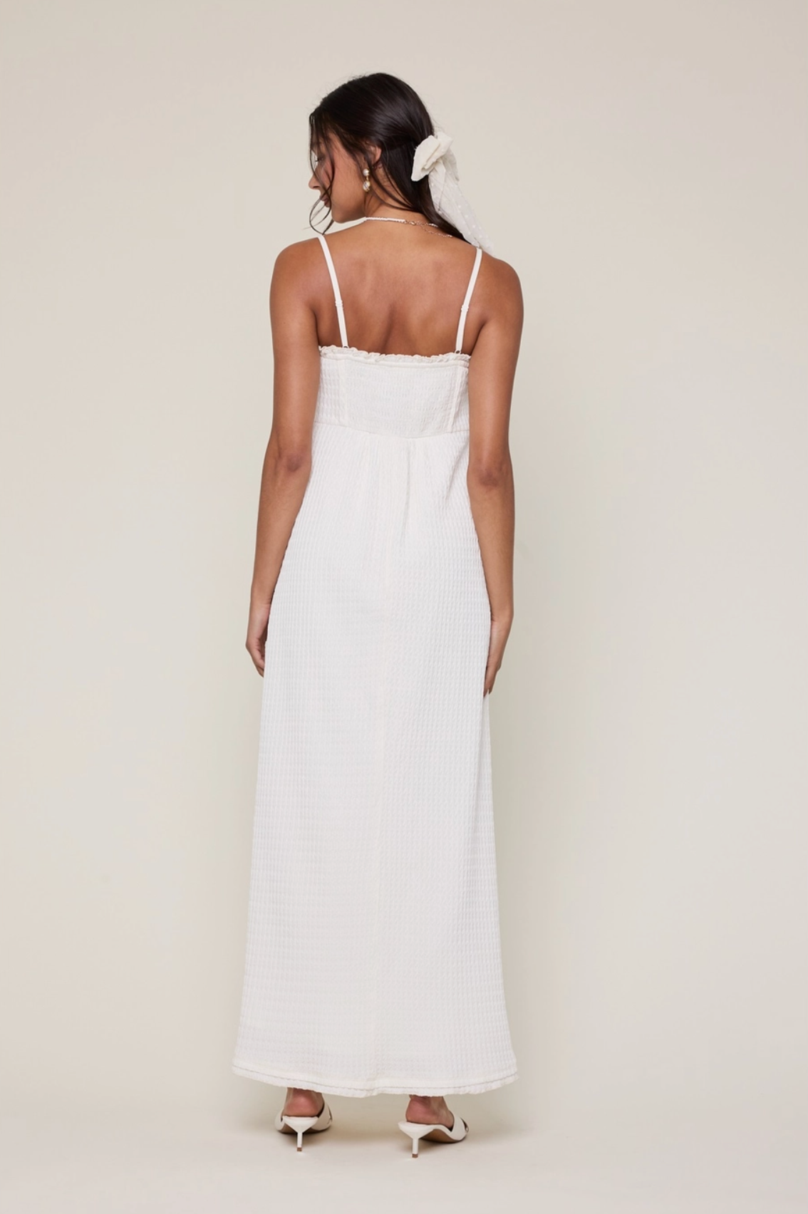 Textured Tie Front Maxi Dress
