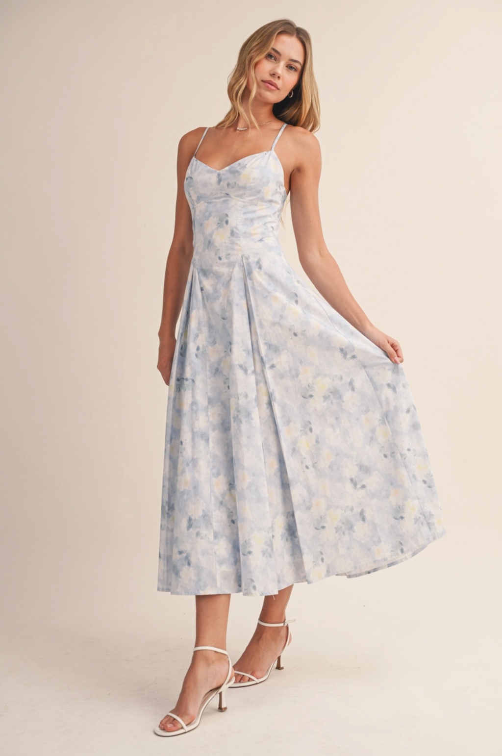 Floral Sleeveless Flare Midi Dress