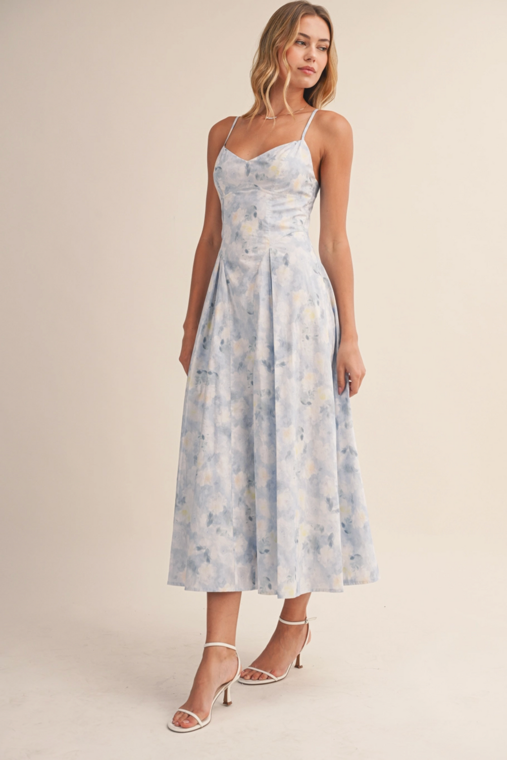 Floral Sleeveless Flare Midi Dress