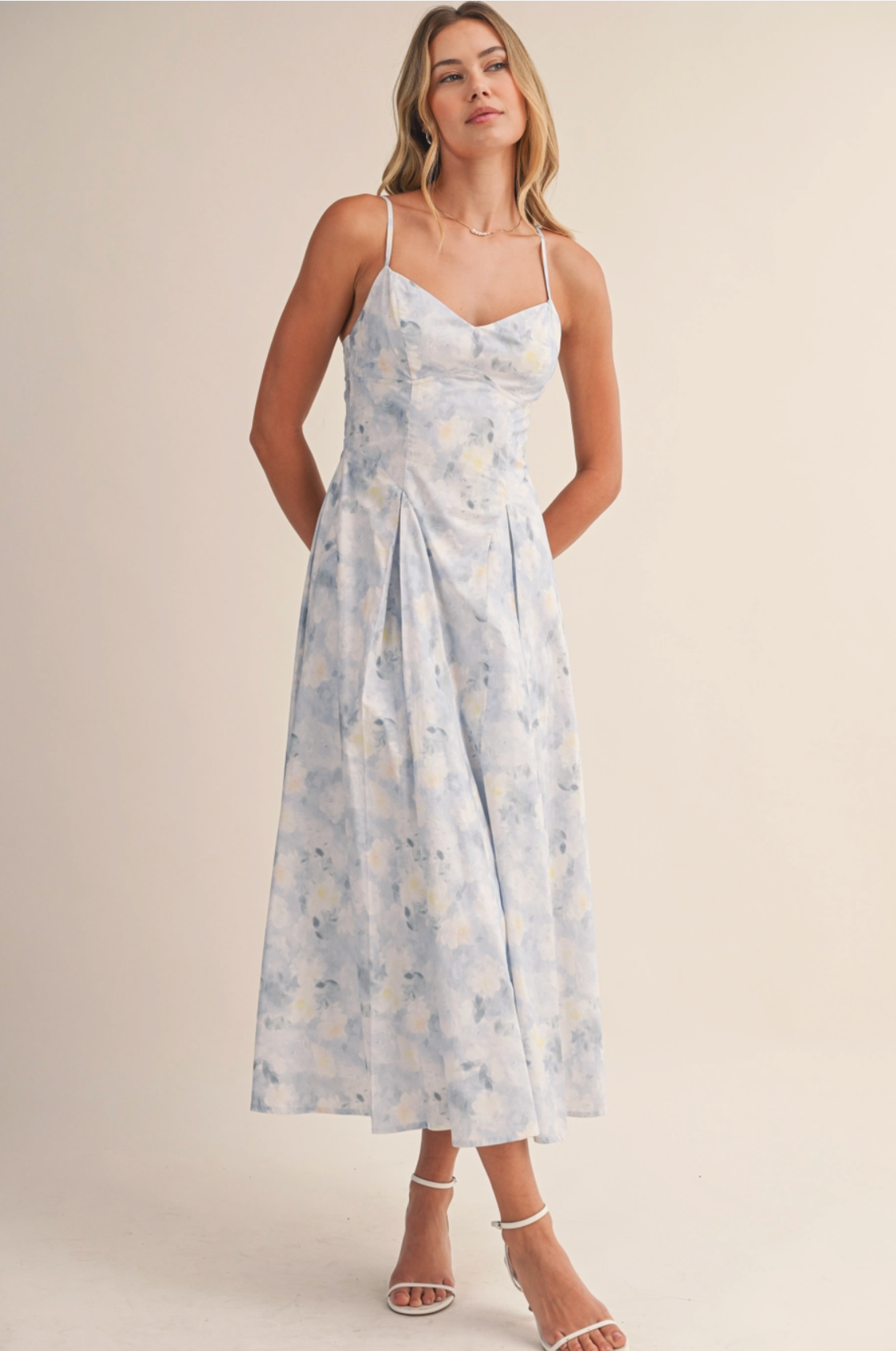 Floral Sleeveless Flare Midi Dress