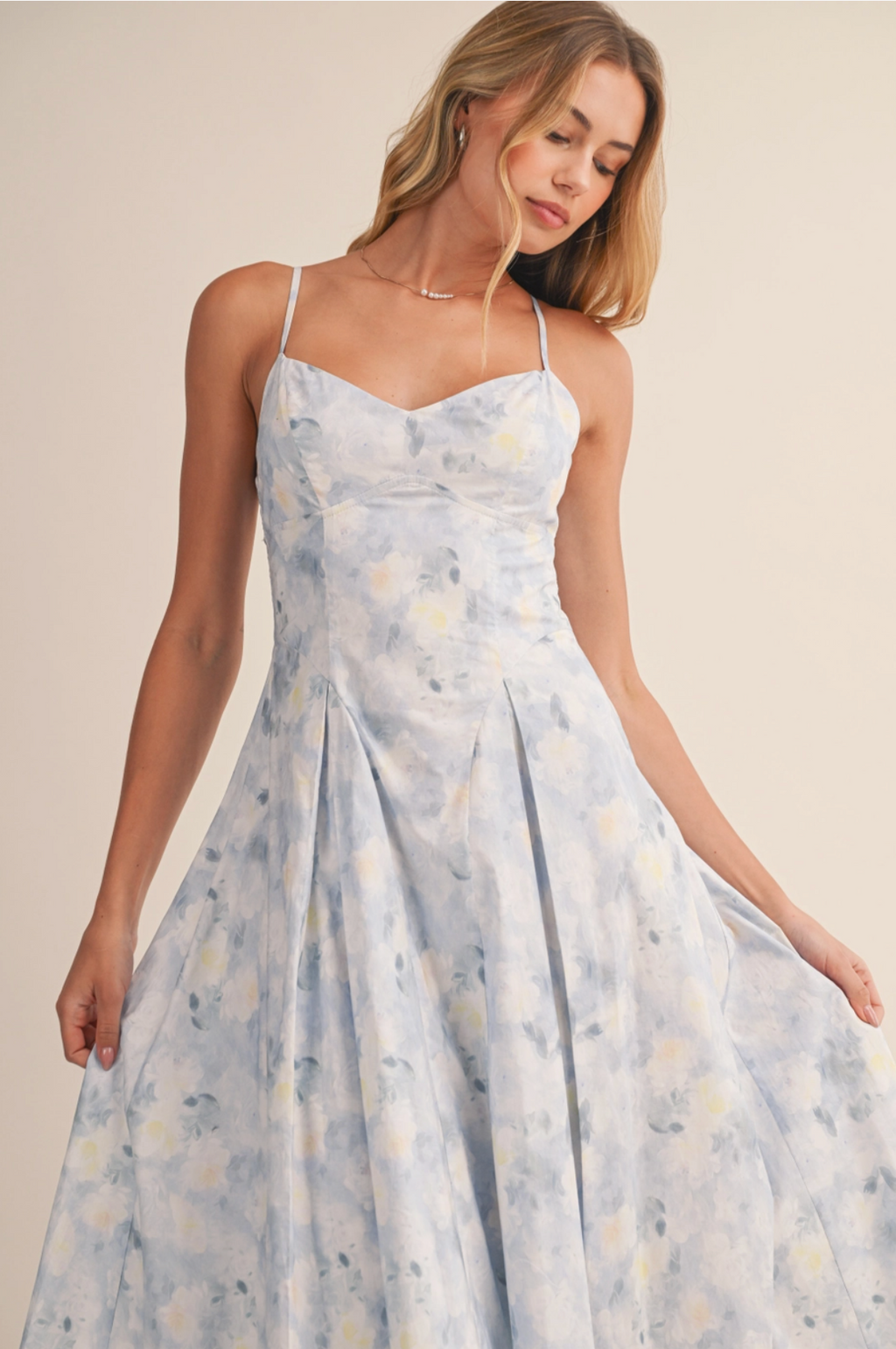 Floral Sleeveless Flare Midi Dress