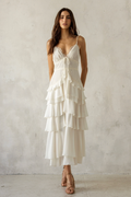 Lace Trim Tiered Midi Dress