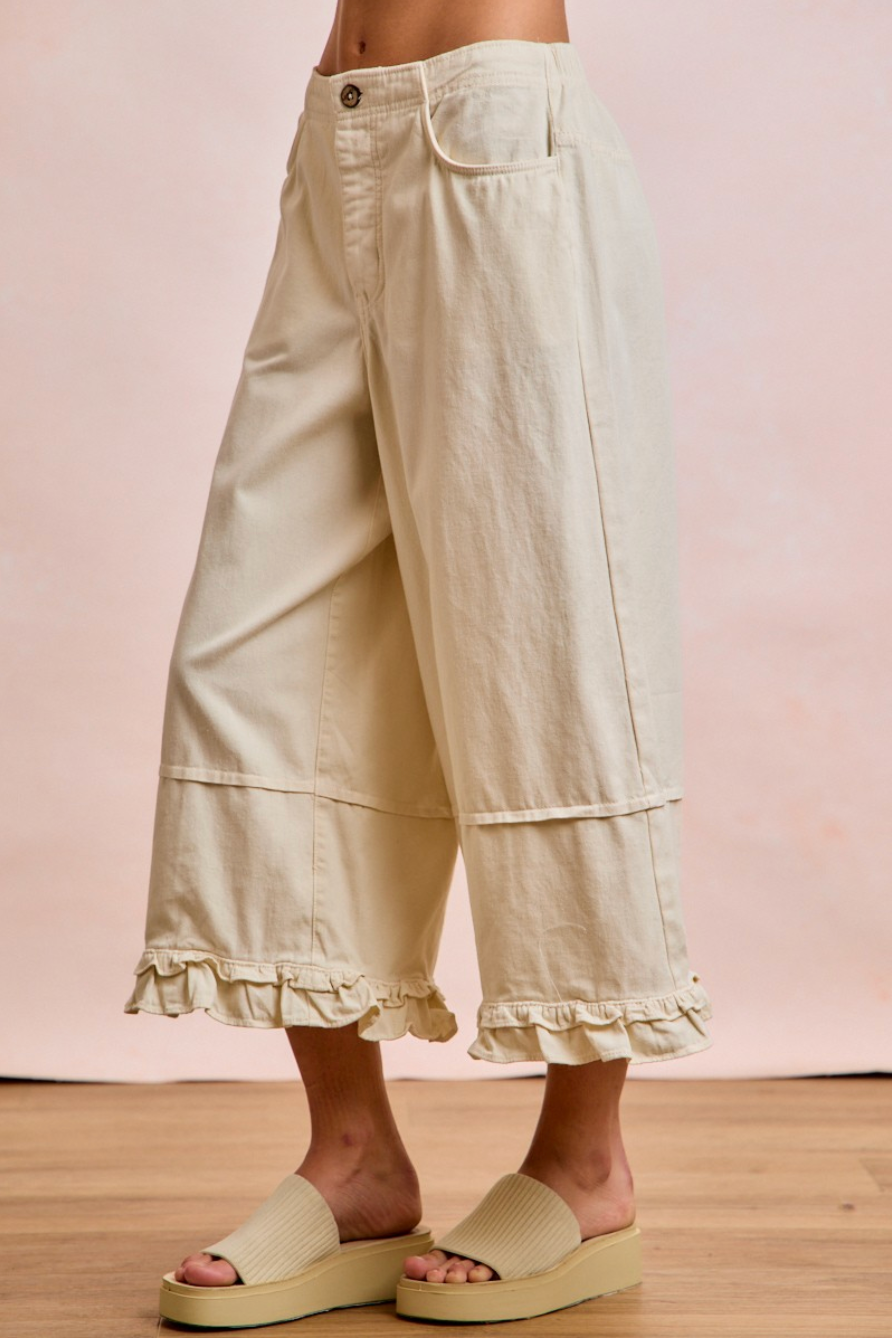 Mid Rise Ruffled Jeans