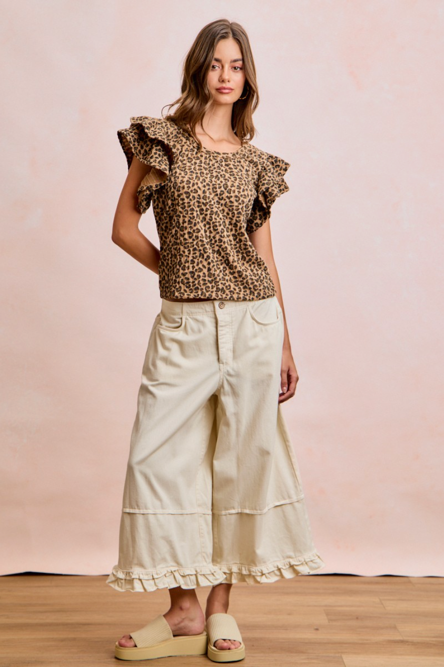 Mid Rise Ruffled Jeans