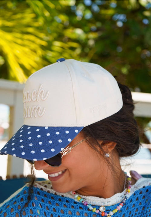 Beach Bum - Navy Polka Dot Hat