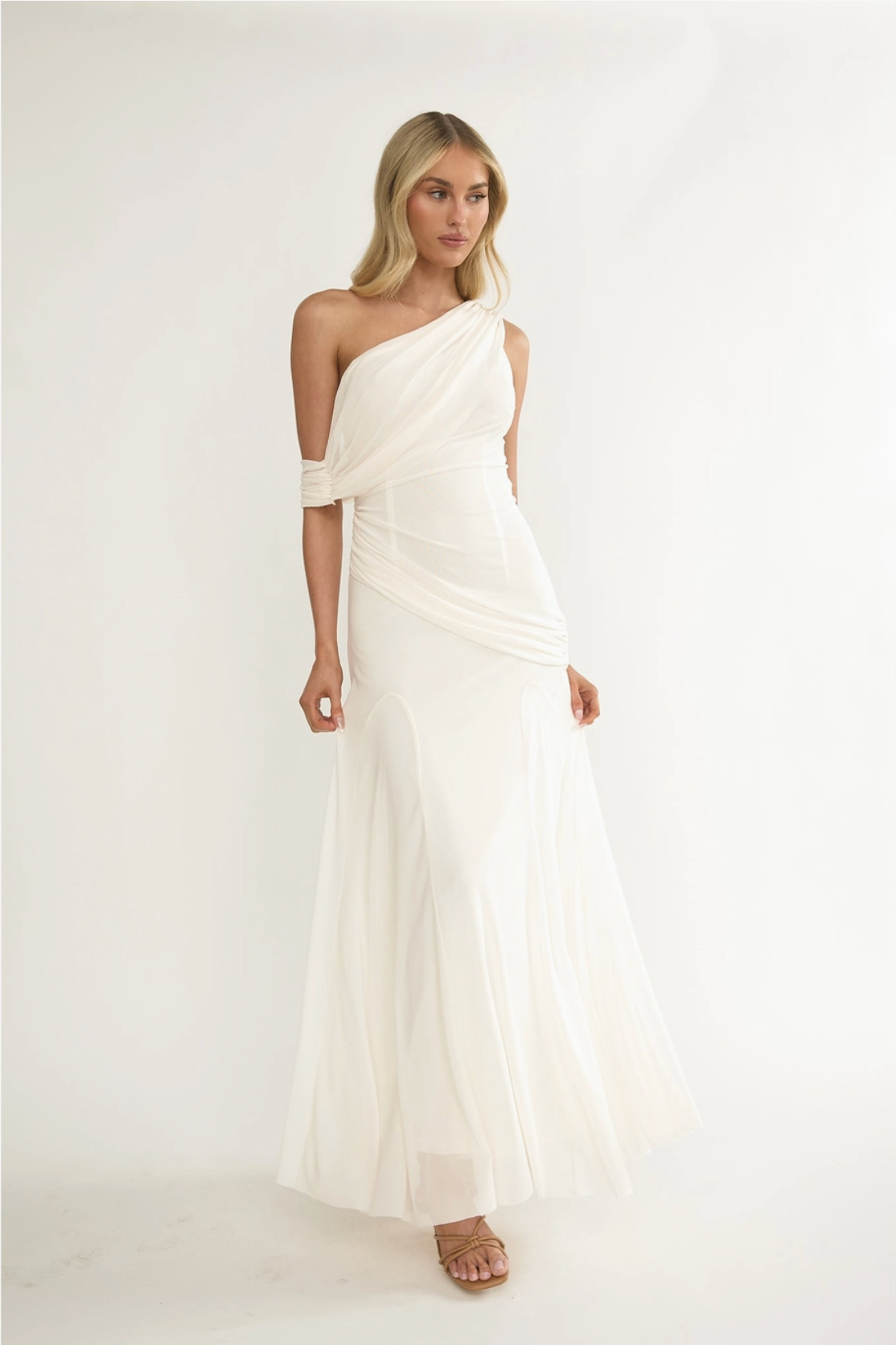 One Shoulder Wrap Maxi Dress