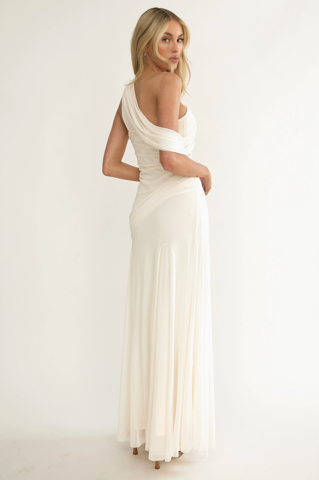 One Shoulder Wrap Maxi Dress