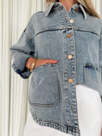 Denim Jacket with Square Pockets
