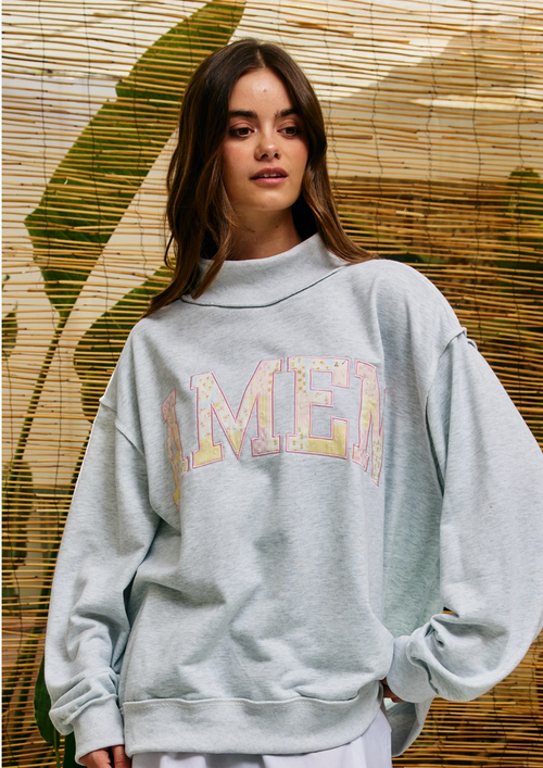 AMEN Patchwork Mock Neck Sweatshirt
