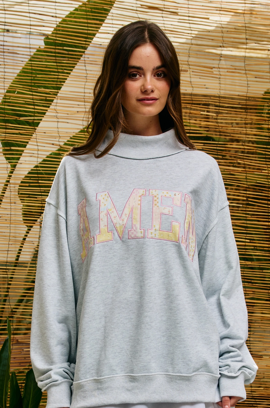 AMEN Patchwork Mock Neck Sweatshirt