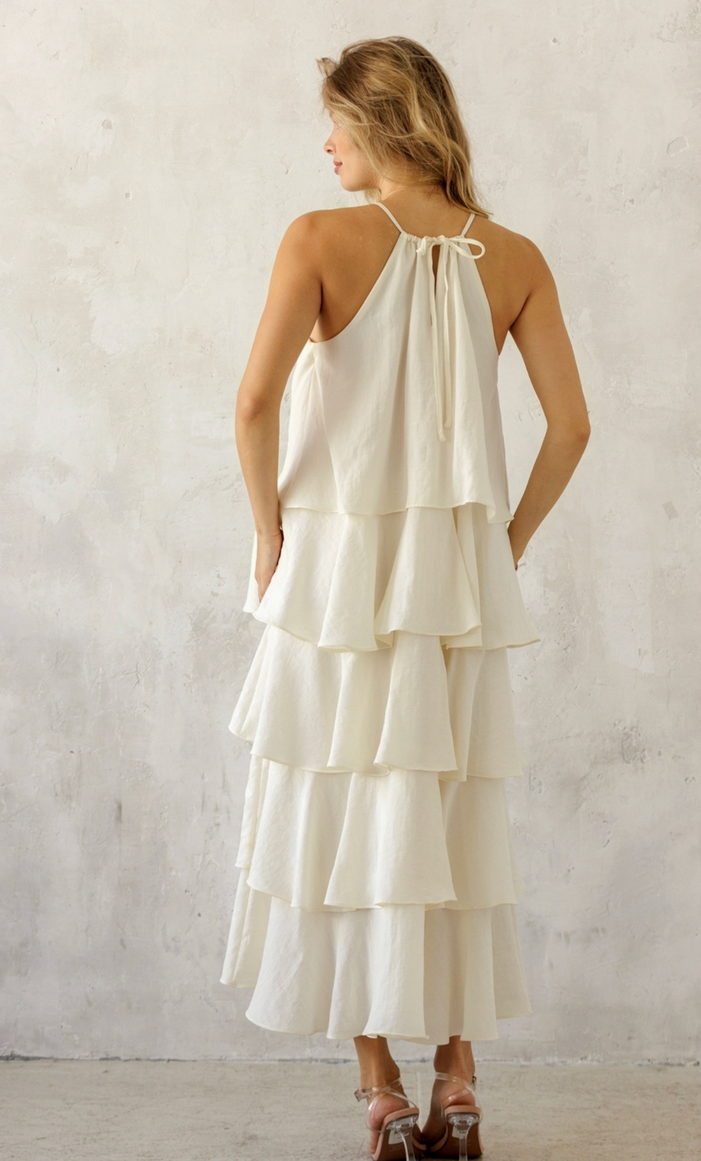 Halter Neck Ruffle Layered Dress