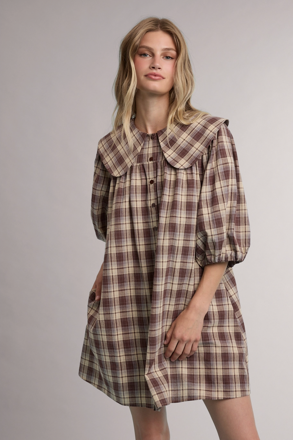 Peter Pan Plaid Mini Dress