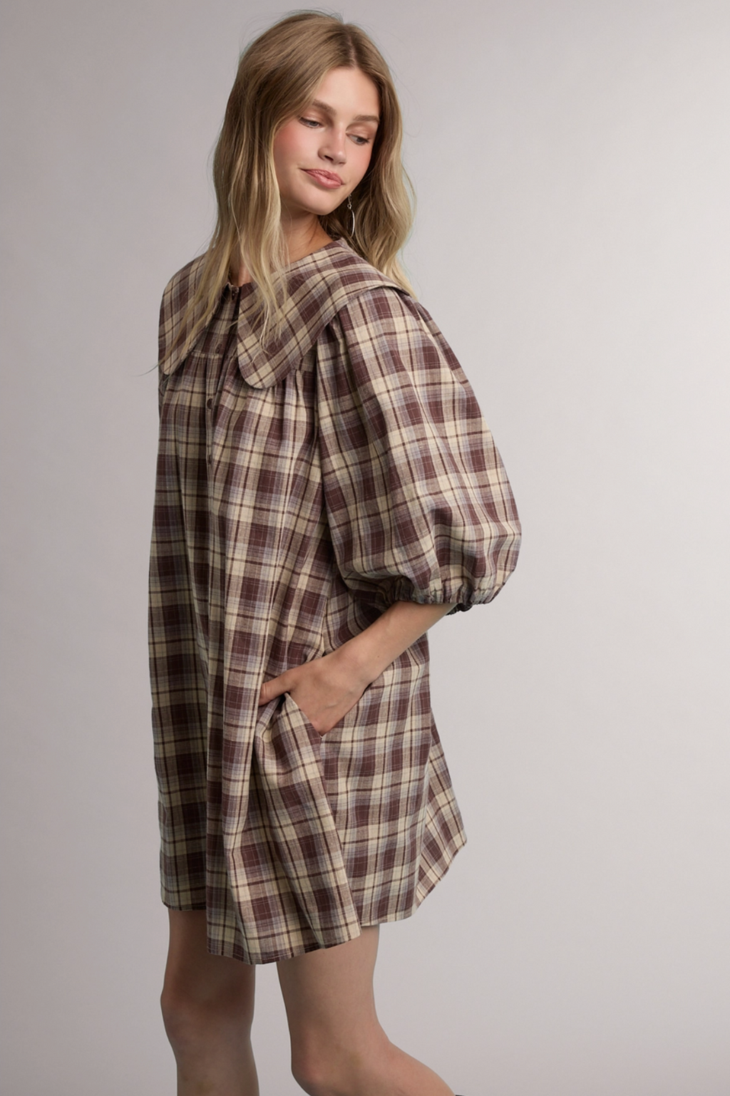 Peter Pan Plaid Mini Dress