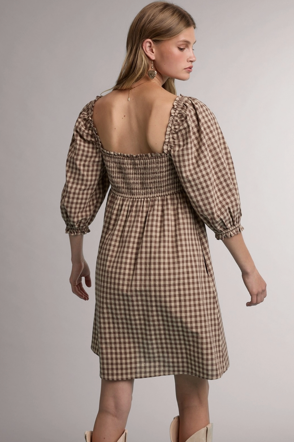 Gingham Smocked Babydoll Dress