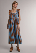 Striped Ruffle Midi Dress