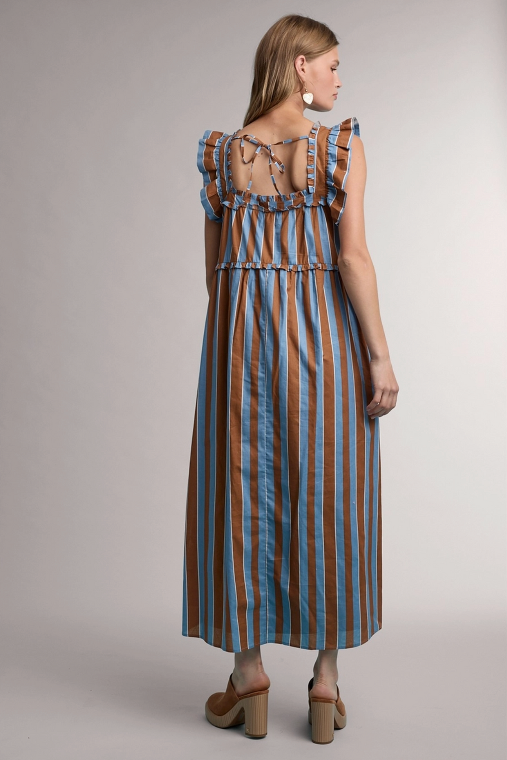 Striped Ruffle Midi Dress