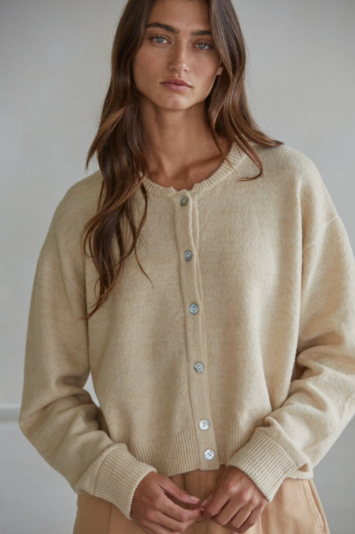 Knit Crew Neck Cardigan