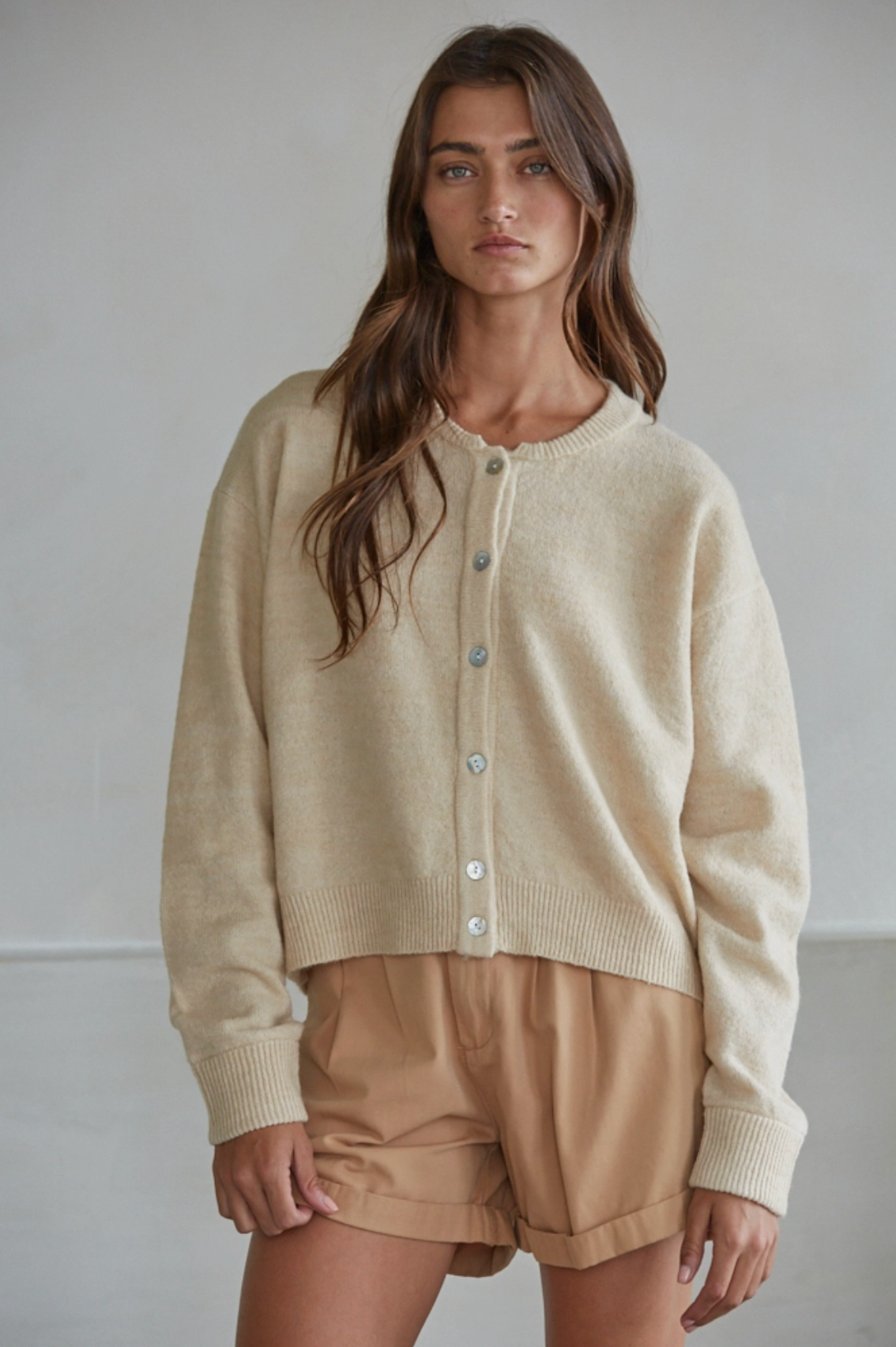Knit Crew Neck Cardigan