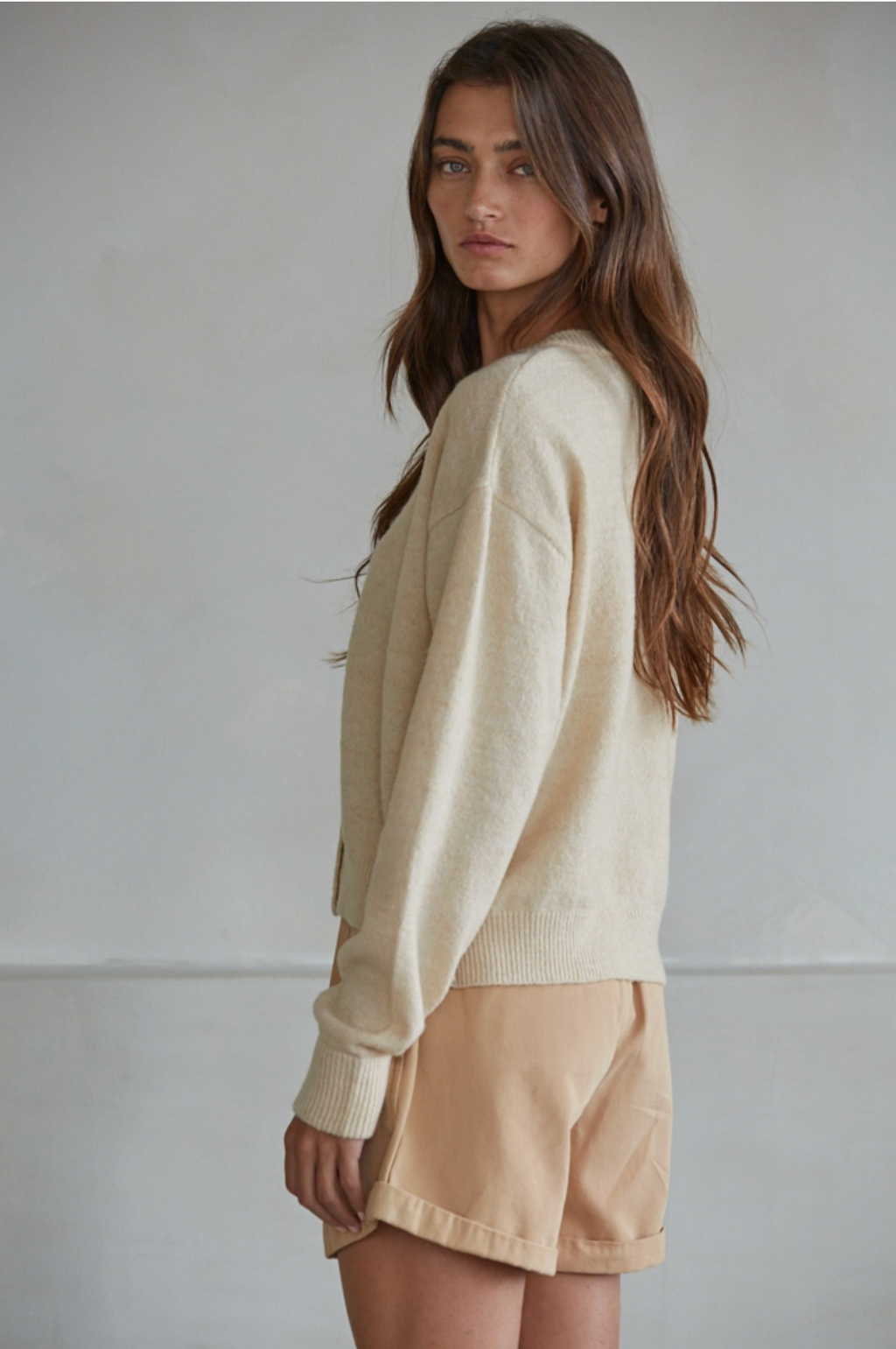 Knit Crew Neck Cardigan