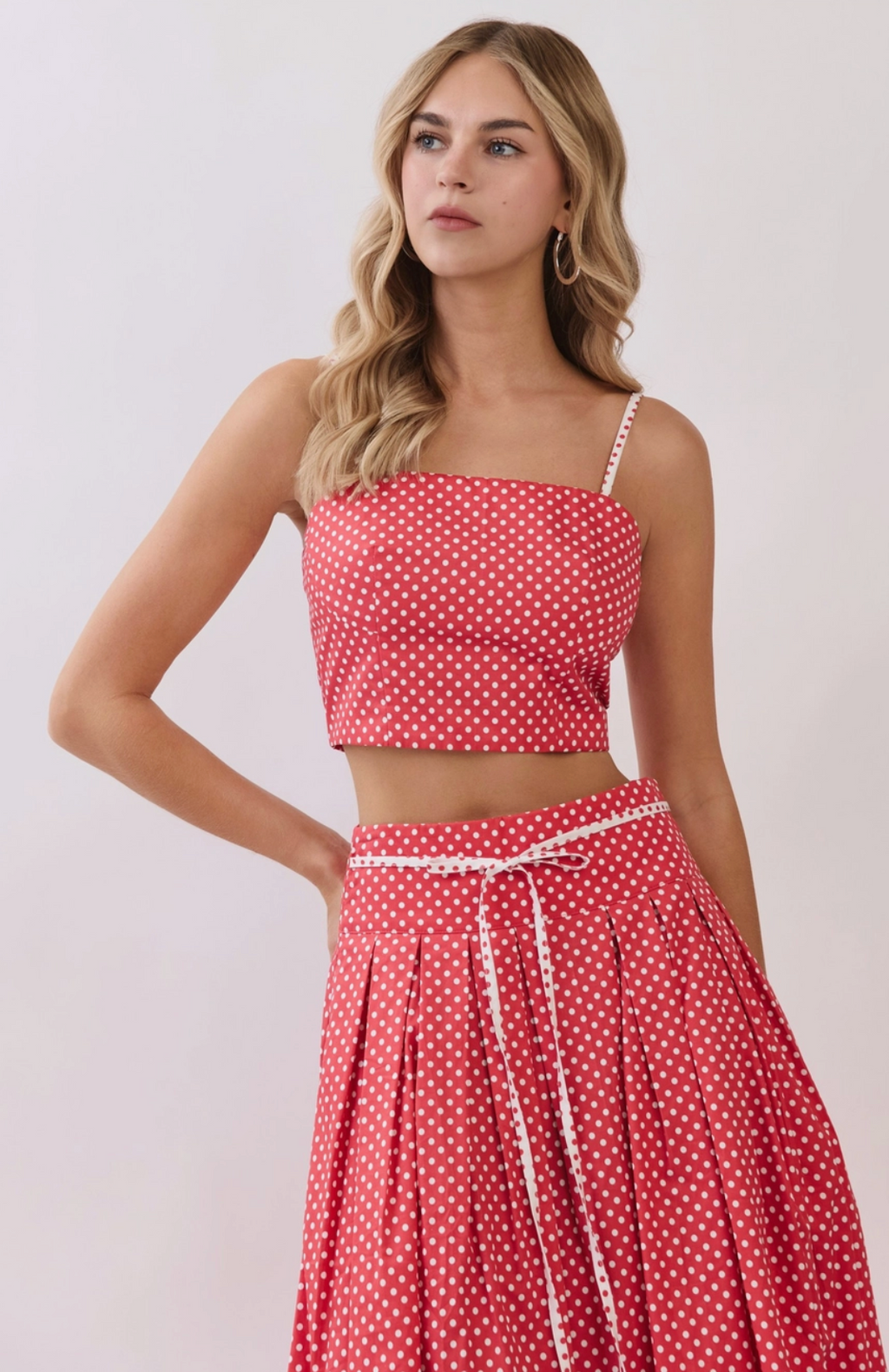 Polka Dot Square Neck Crop Cami Top