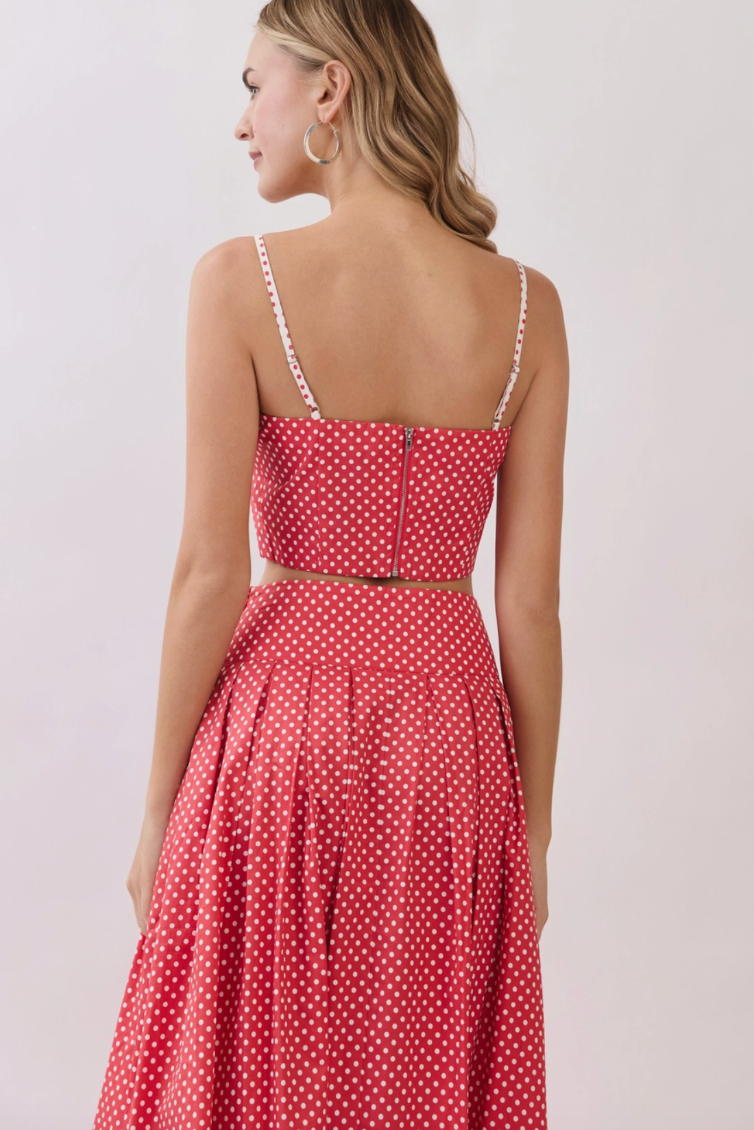 Polka Dot Square Neck Crop Cami Top
