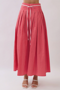 Pleated Polka Dot Maxi Skirt