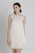 Lace Trim Satin Mini Dress