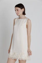 Lace Trim Satin Mini Dress