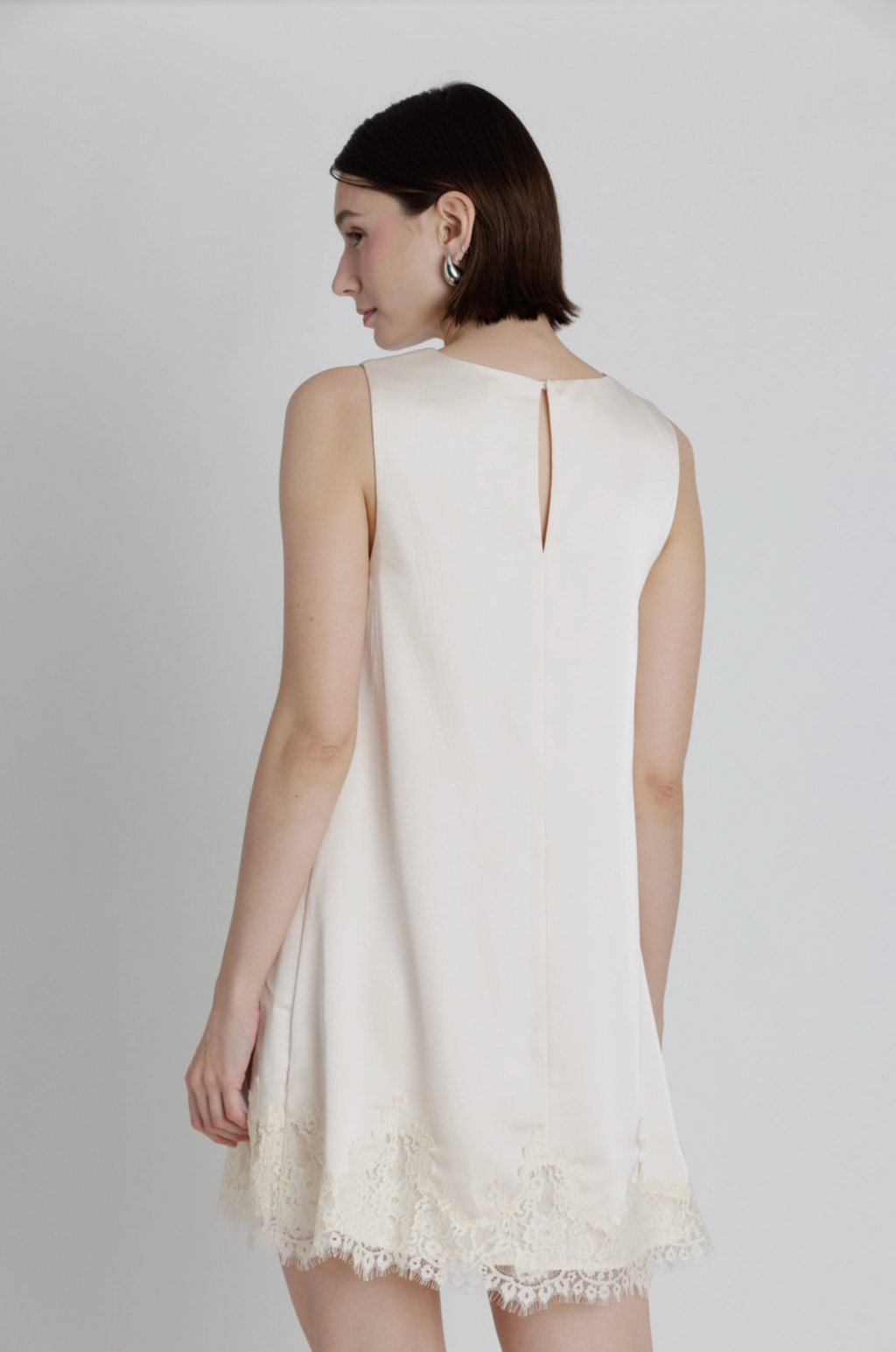 Lace Trim Satin Mini Dress
