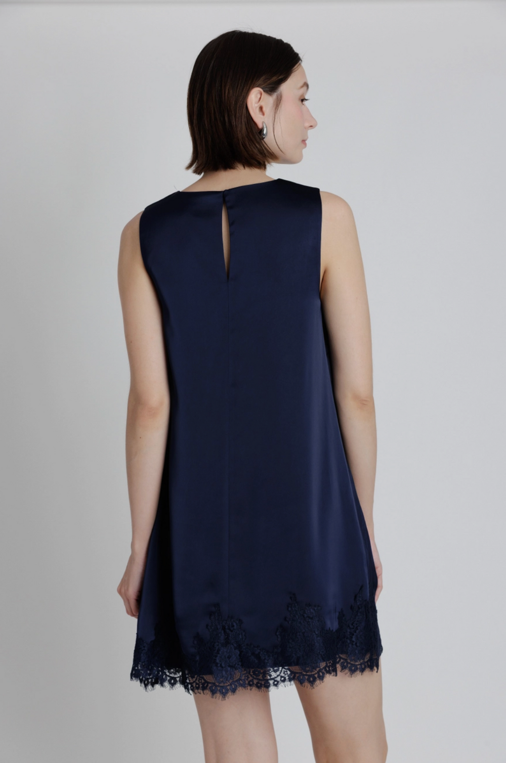Lace Trim Satin Mini Dress