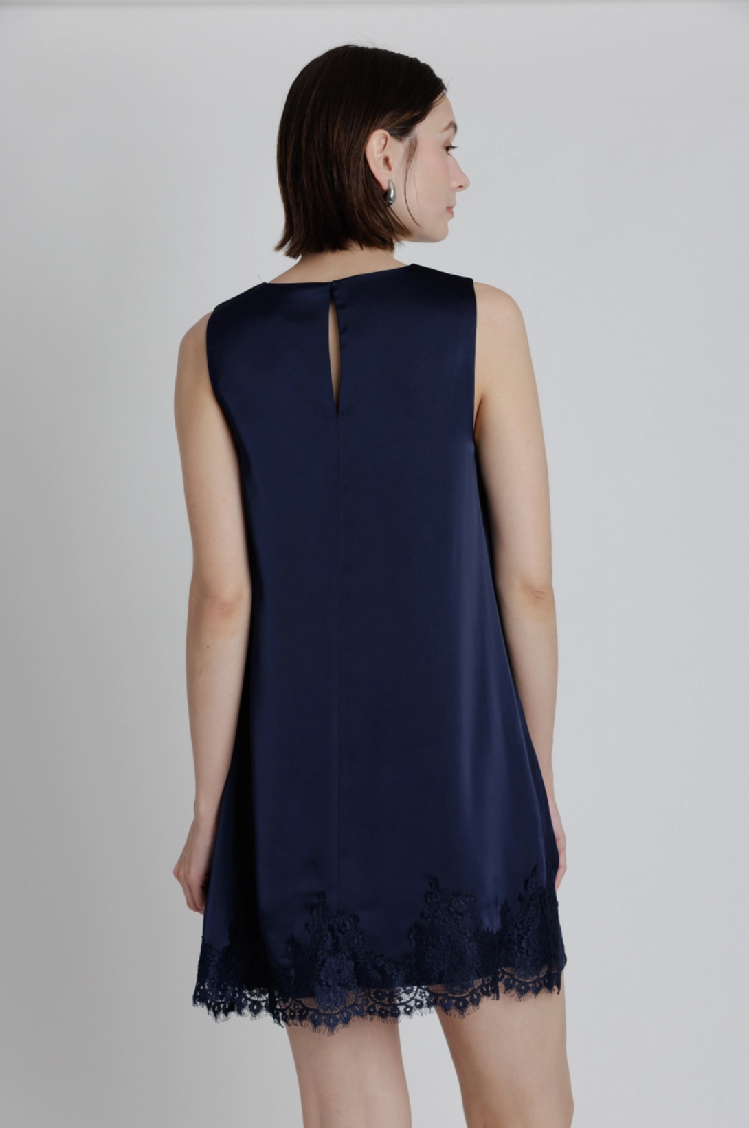 Lace Trim Satin Mini Dress
