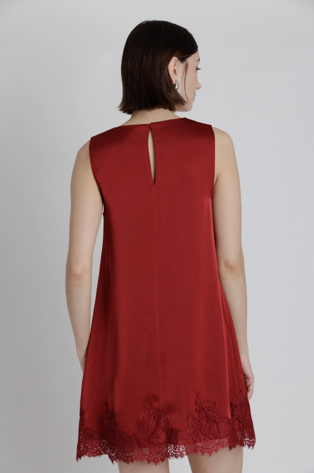 Lace Trim Satin Mini Dress