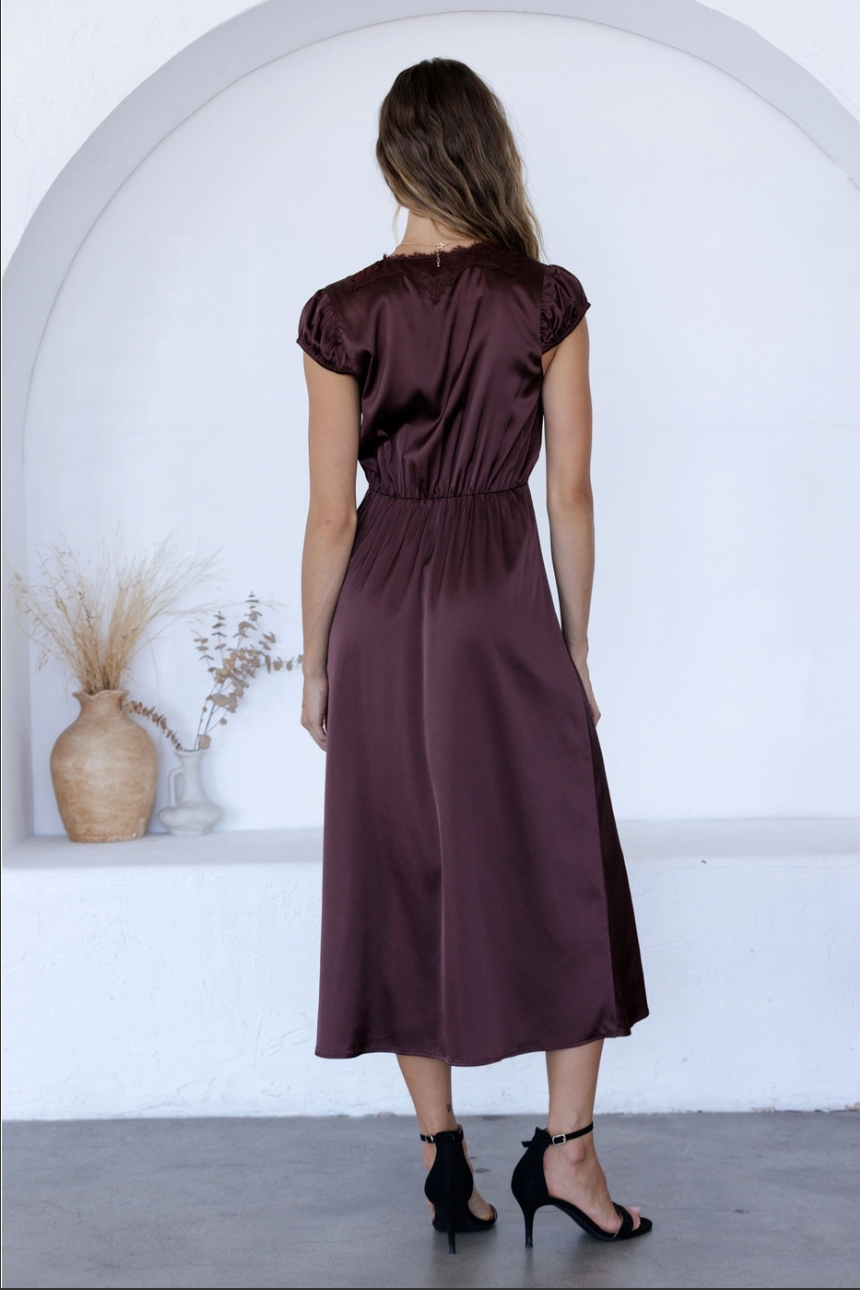 Satin Lace Trim Dress