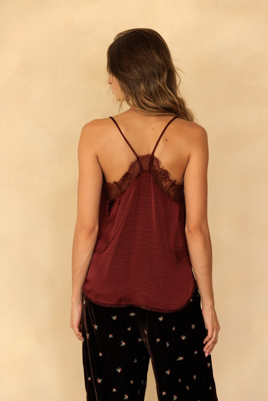 Lace Trim Satin Cami Top