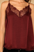 Lace Trim Satin Cami Top
