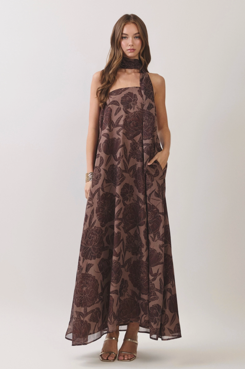 Floral Scarf Maxi Dress