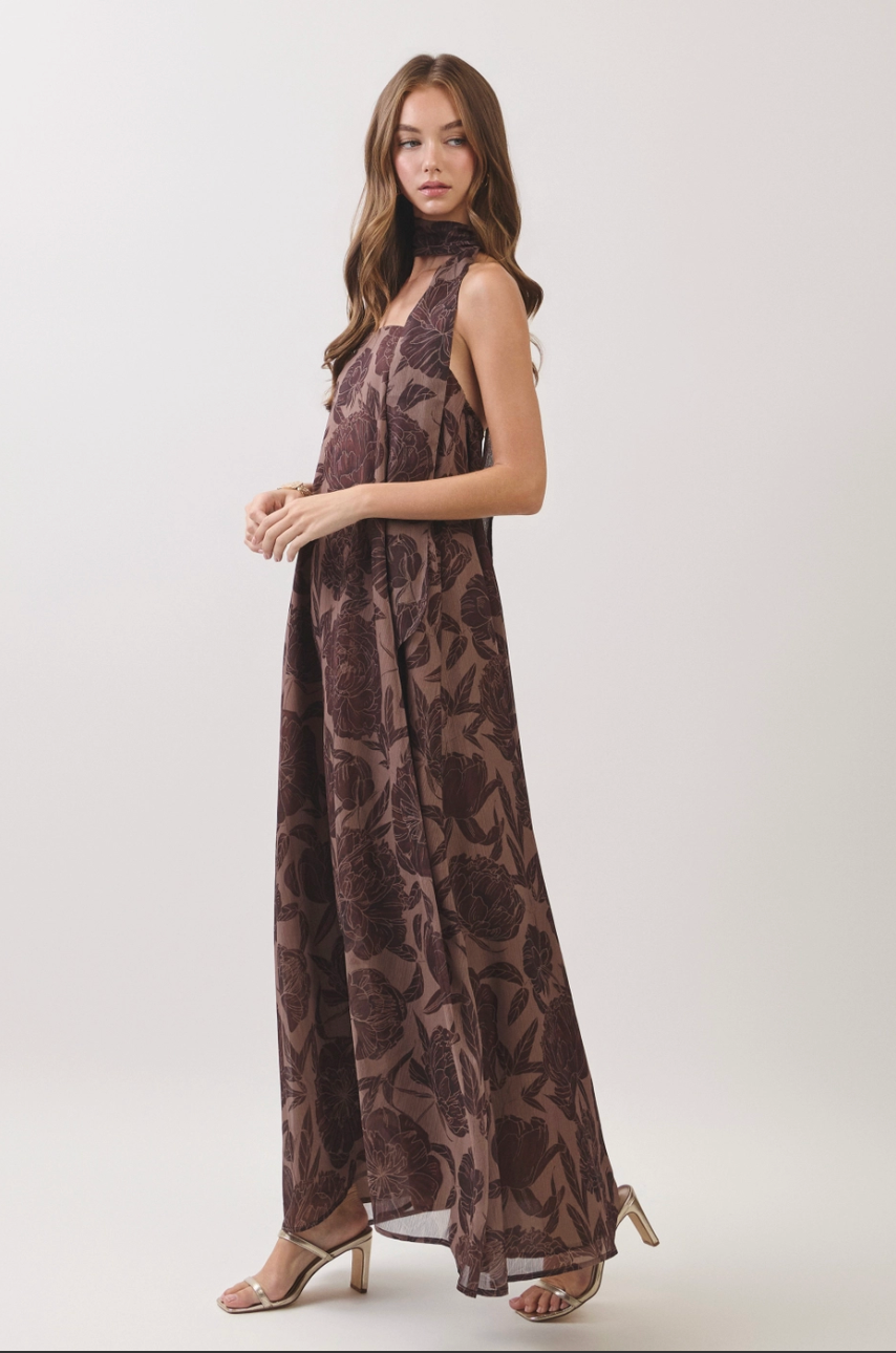 Floral Scarf Maxi Dress