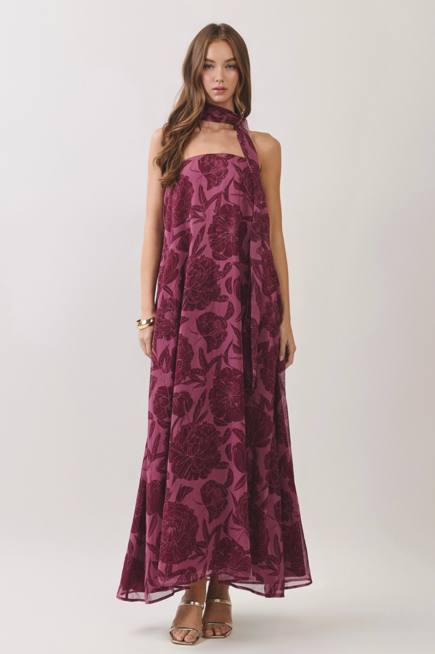 Floral Scarf Maxi Dress