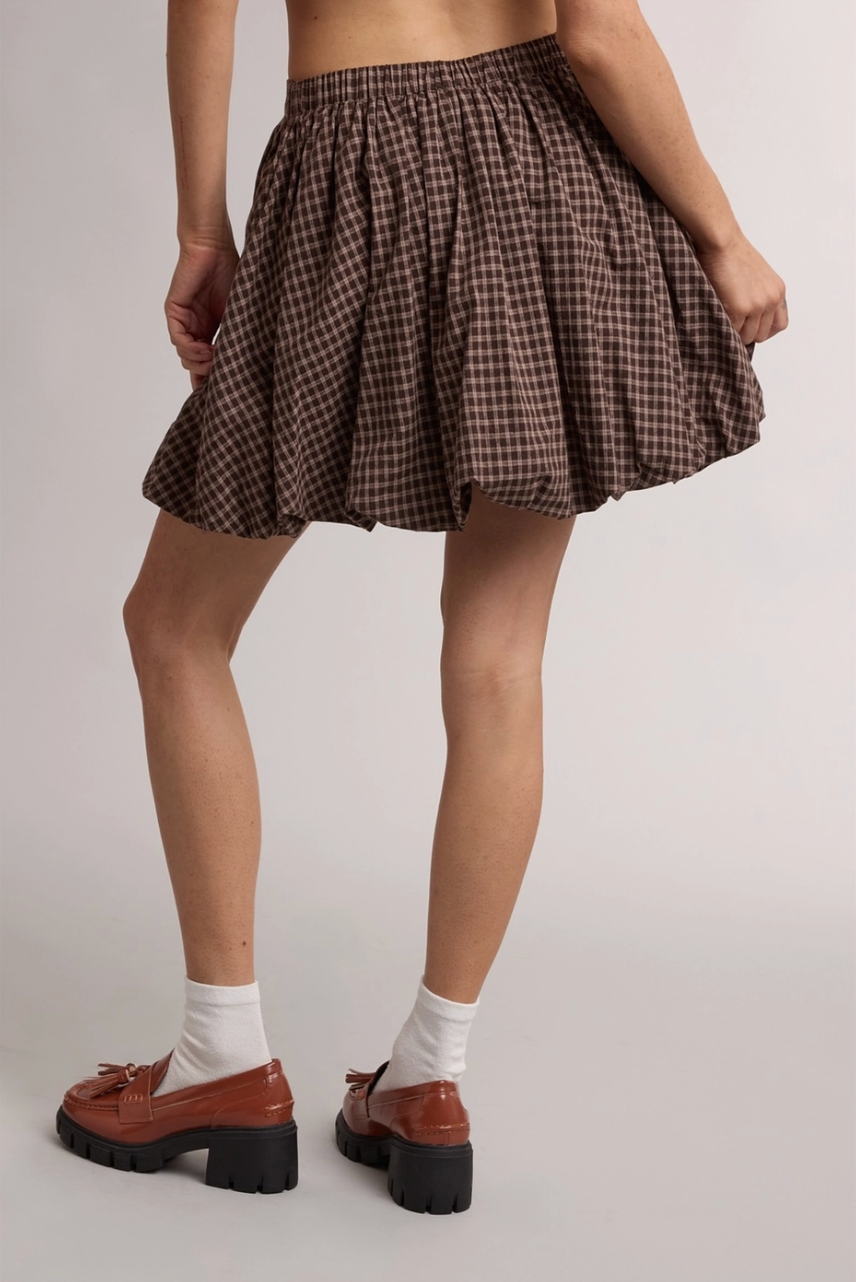 Plaid Gathered Mini Skirt