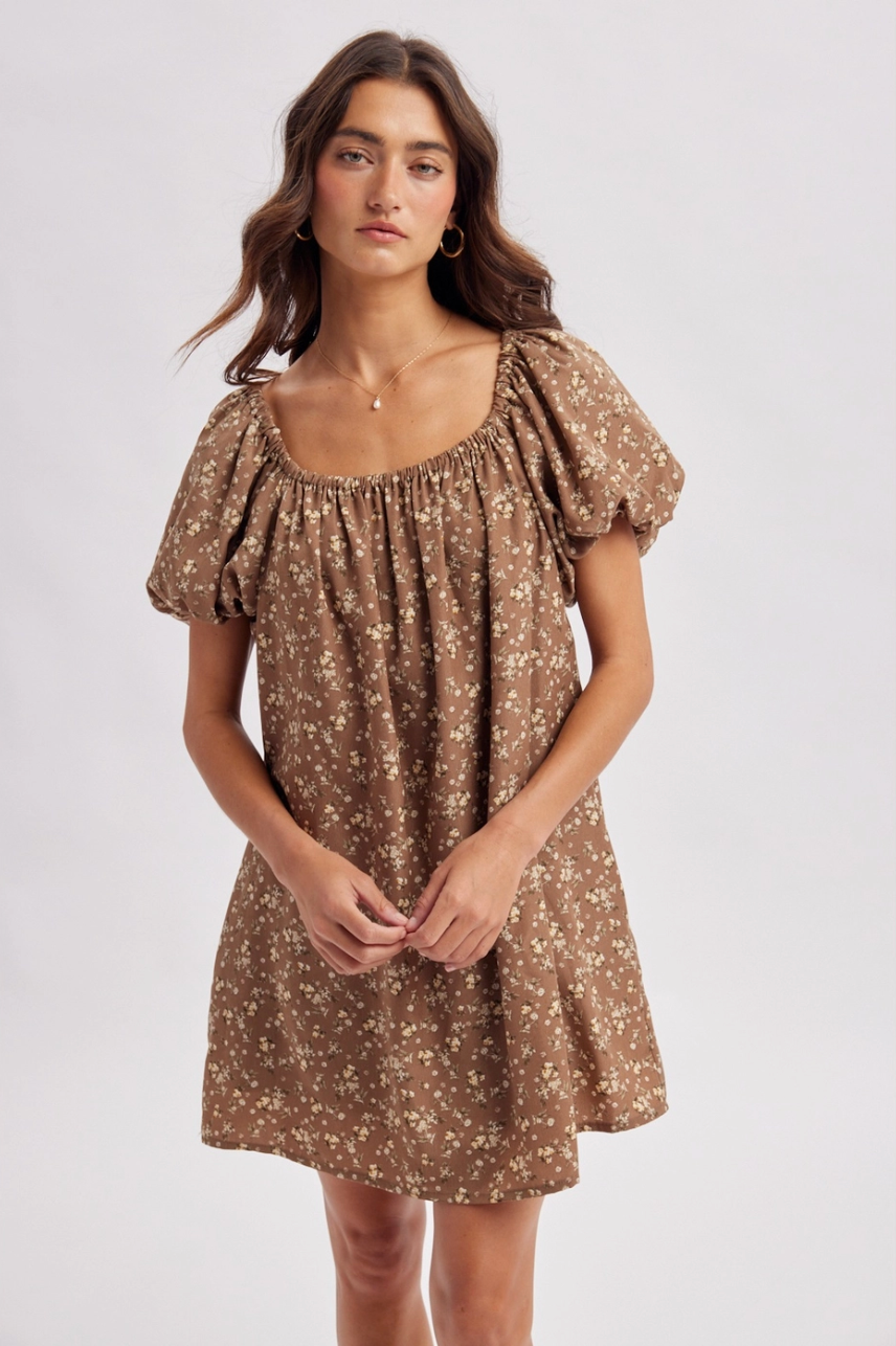 Floral Puff Sleeve Mini Dress