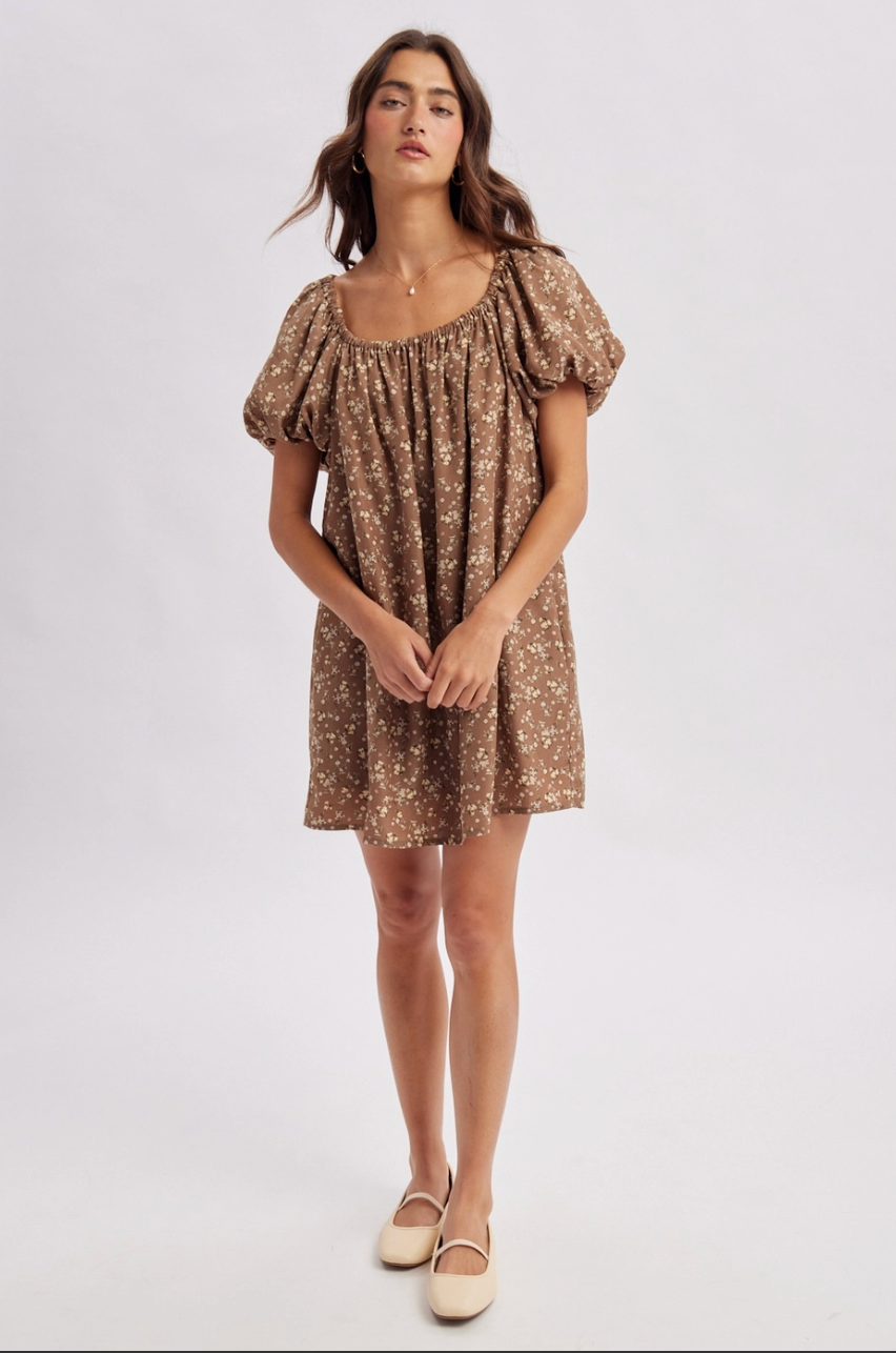 Floral Puff Sleeve Mini Dress